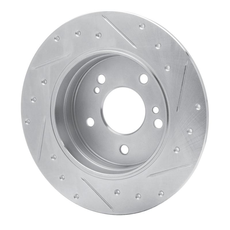 Picture of RNC Brake Rotor - Drill & Slot - R1 87-15 Chrysler Crossfire Rear Left Drilled & Slotted Silver Brake Rotor rnc631-63013L
