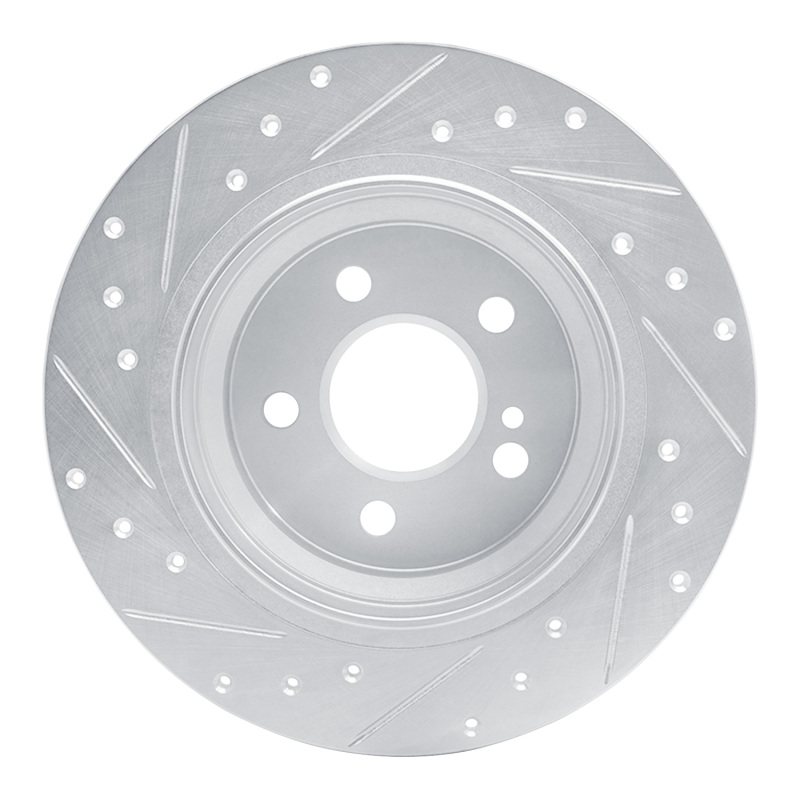 Picture of RNC Brake Rotor - Drill & Slot - R1 03-16 Mercedes-Benz E200 (Latin America) Rear Right Drilled & Slotted Silver Brake Rotor rnc631-63051R