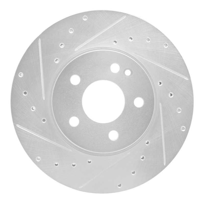 Picture of RNC Brake Rotor - Drill & Slot - R1 16-23 Mercedes-Benz Viano (Mexico) Front Left Drilled & Slotted Silver Brake Rotor rnc631-63158L
