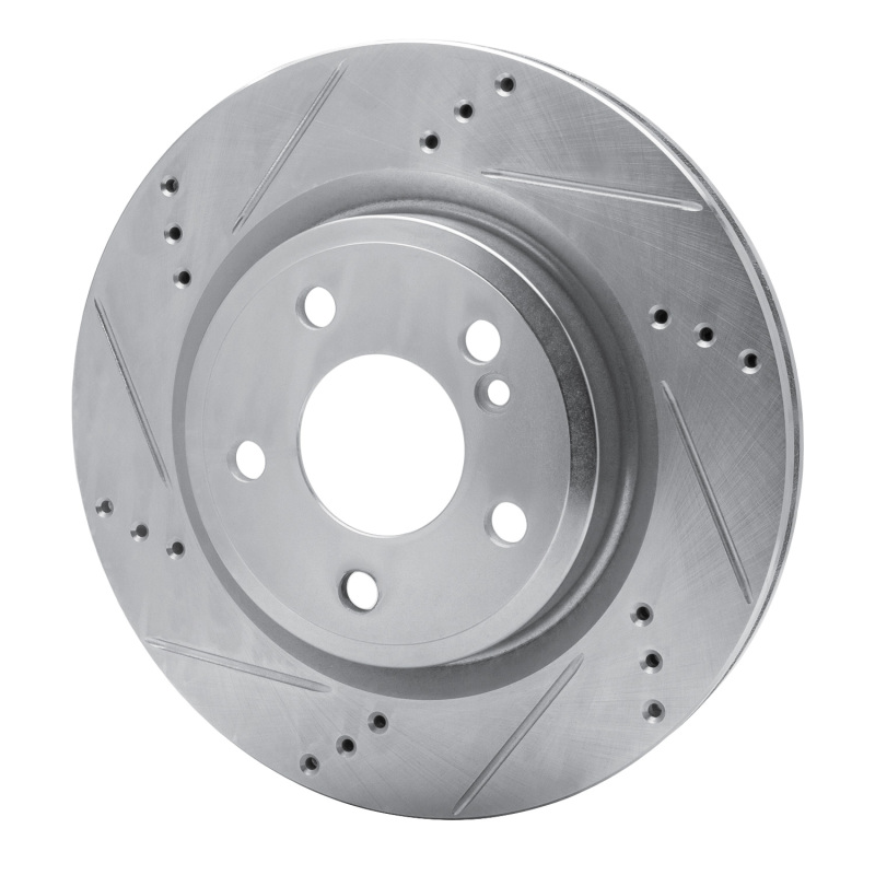 Picture of RNC Brake Rotor - Drill & Slot - R1 14-19 Mercedes-Benz GLA250 (Mexico) Rear Left Drilled & Slotted Silver Brake Rotor rnc631-63163L