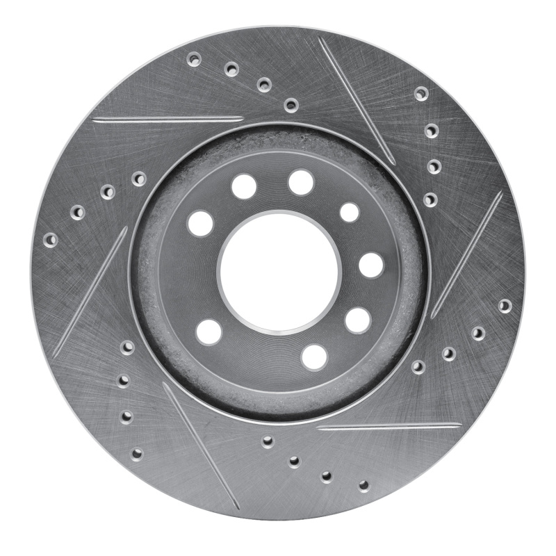 Picture of RNC Brake Rotor - Drill & Slot - R1 94-96 Saab 900 Front Left Drilled & Slotted Silver Brake Rotor rnc631-65008L