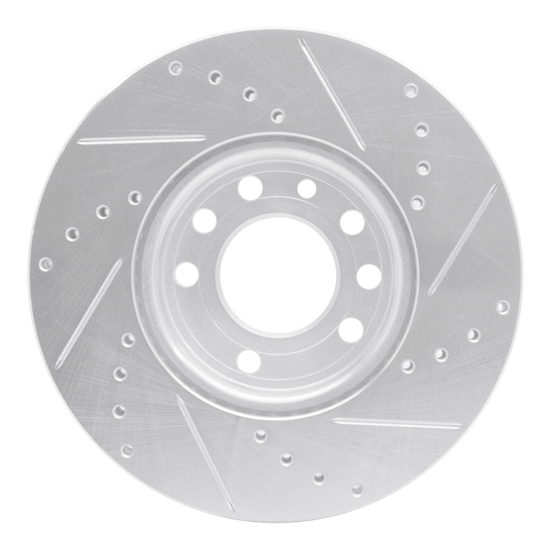 Picture of RNC Brake Rotor - Drill & Slot - R1 03-11 Cadillac BLS (Mexico) Front Left Drilled & Slotted Silver Brake Rotor rnc631-65015L