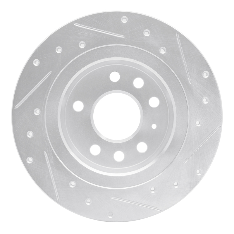 Picture of RNC Brake Rotor - Drill & Slot - R1 03-11 Cadillac BLS (Mexico) Rear Left Drilled & Slotted Silver Brake Rotor rnc631-65017L