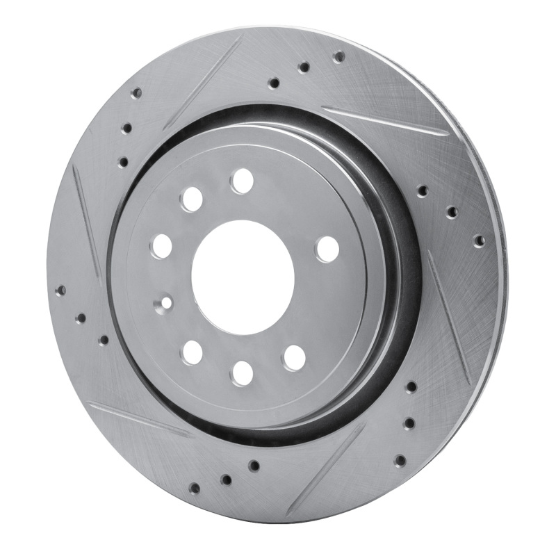 Picture of RNC Brake Rotor - Drill & Slot - R1 03-11 Cadillac BLS (Mexico) Rear Left Drilled & Slotted Silver Brake Rotor rnc631-65018L