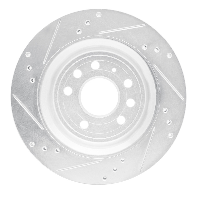 Picture of RNC Brake Rotor - Drill & Slot - R1 03-11 Cadillac BLS (Mexico) Rear Right Drilled & Slotted Silver Brake Rotor rnc631-65018R