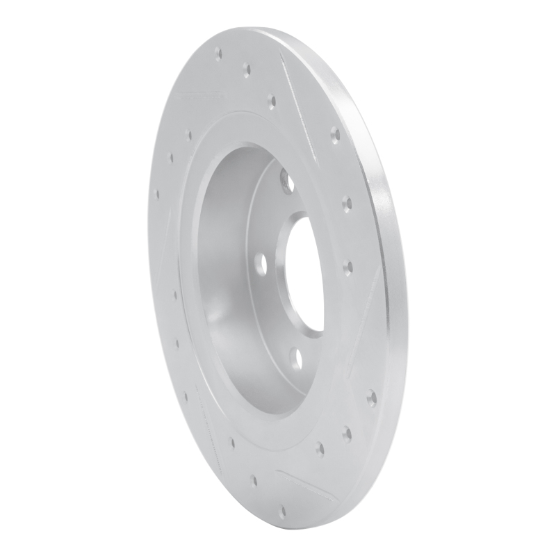 Picture of RNC Brake Rotor - Drill & Slot - R1 03-11 Cadillac BLS (Mexico) Rear Left Drilled & Slotted Silver Brake Rotor rnc631-65017L
