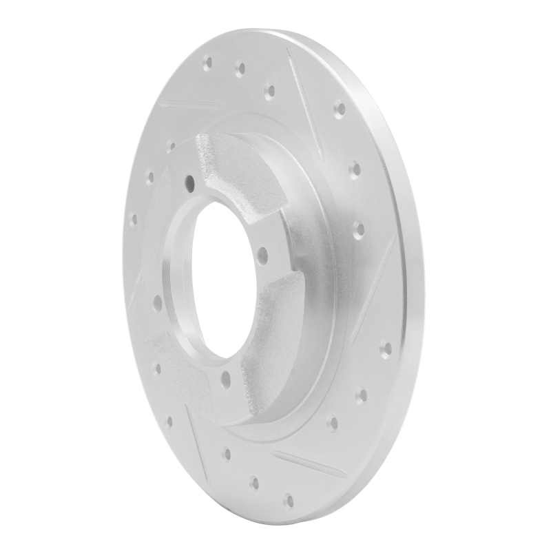 Picture of RNC Brake Rotor - Drill & Slot - R1 82-86 Nissan TSURU (Mexico) Front Right Drilled & Slotted Silver Brake Rotor rnc631-67013R
