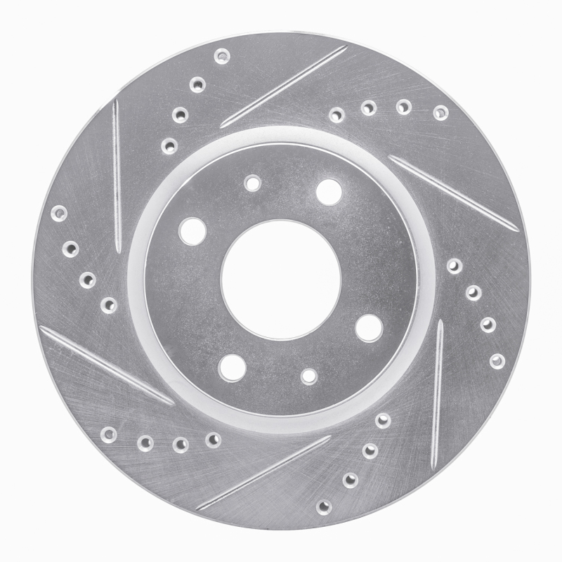 Picture of RNC Brake Rotor - Drill & Slot - R1 86-06 Nissan Pulsar NX Front Left Drilled & Slotted Silver Brake Rotor rnc631-67020L