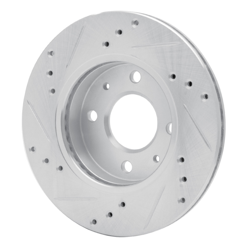 Picture of RNC Brake Rotor - Drill & Slot - R1 86-17 Nissan TSURU (Mexico) Front Right Drilled & Slotted Silver Brake Rotor rnc631-67024R