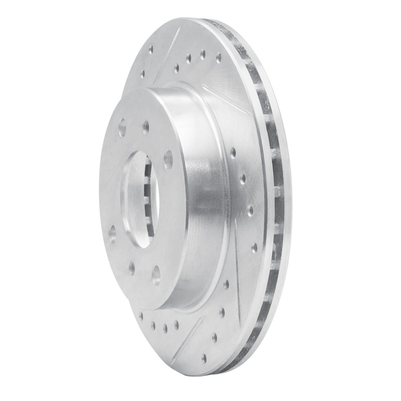 Picture of RNC Brake Rotor - Drill & Slot - R1 89-96 Nissan 240SX Front Left Drilled & Slotted Silver Brake Rotor rnc631-67027L