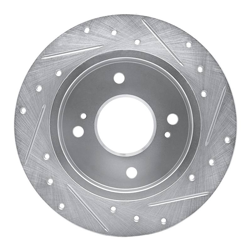 Picture of RNC Brake Rotor - Drill & Slot - R1 90-06 Infiniti G20 Rear Left Drilled & Slotted Silver Brake Rotor rnc631-67036L