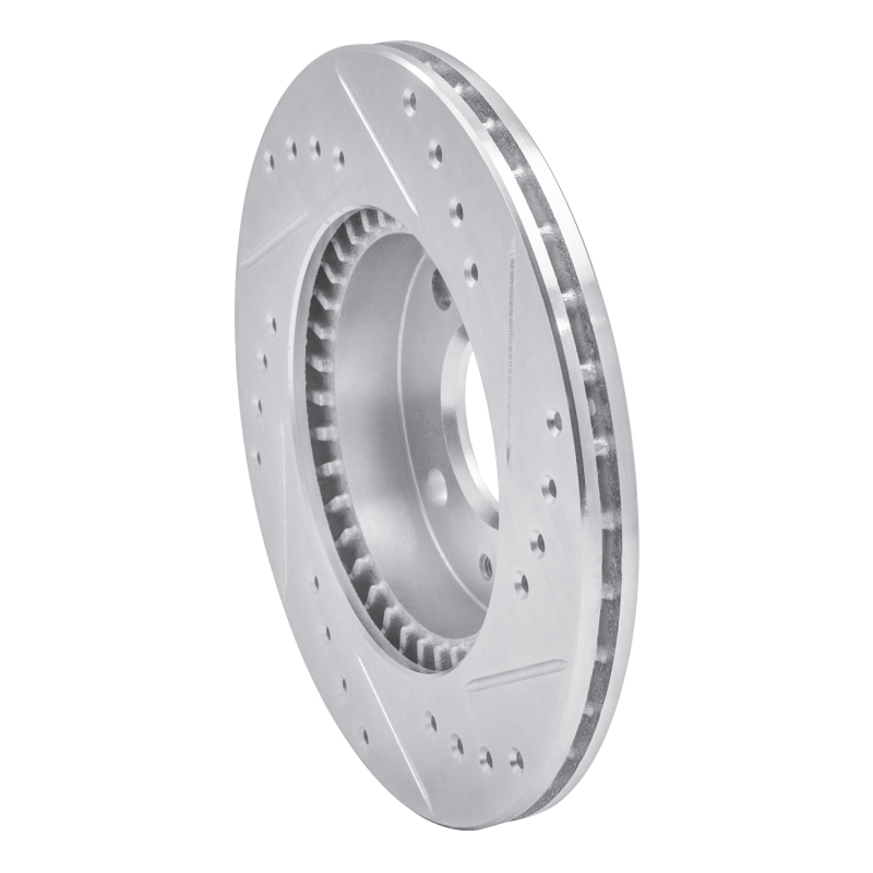 Picture of RNC Brake Rotor - Drill & Slot - R1 95-00 Nissan Lucino (Mexico) Front Left Drilled & Slotted Silver Brake Rotor rnc631-67045L