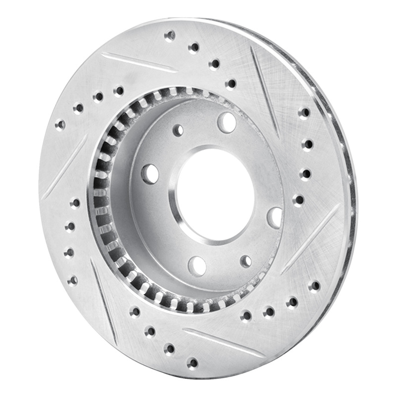 Picture of RNC Brake Rotor - Drill & Slot - R1 95-00 Nissan Lucino (Mexico) Front Left Drilled & Slotted Silver Brake Rotor rnc631-67044L