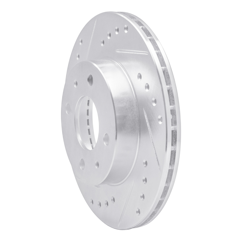 Picture of RNC Brake Rotor - Drill & Slot - R1 95-00 Nissan Lucino (Mexico) Front Left Drilled & Slotted Silver Brake Rotor rnc631-67045L