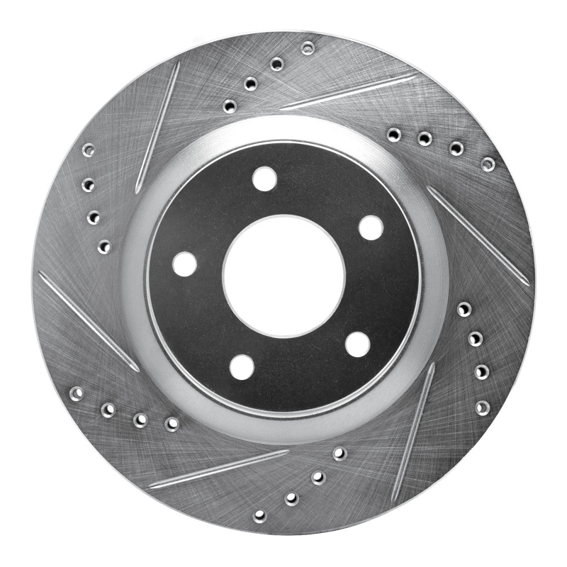 Picture of RNC Brake Rotor - Drill & Slot - R1 07-15 Nissan X-Trail (Mexico) Front Left Drilled & Slotted Silver Brake Rotor rnc631-67058L