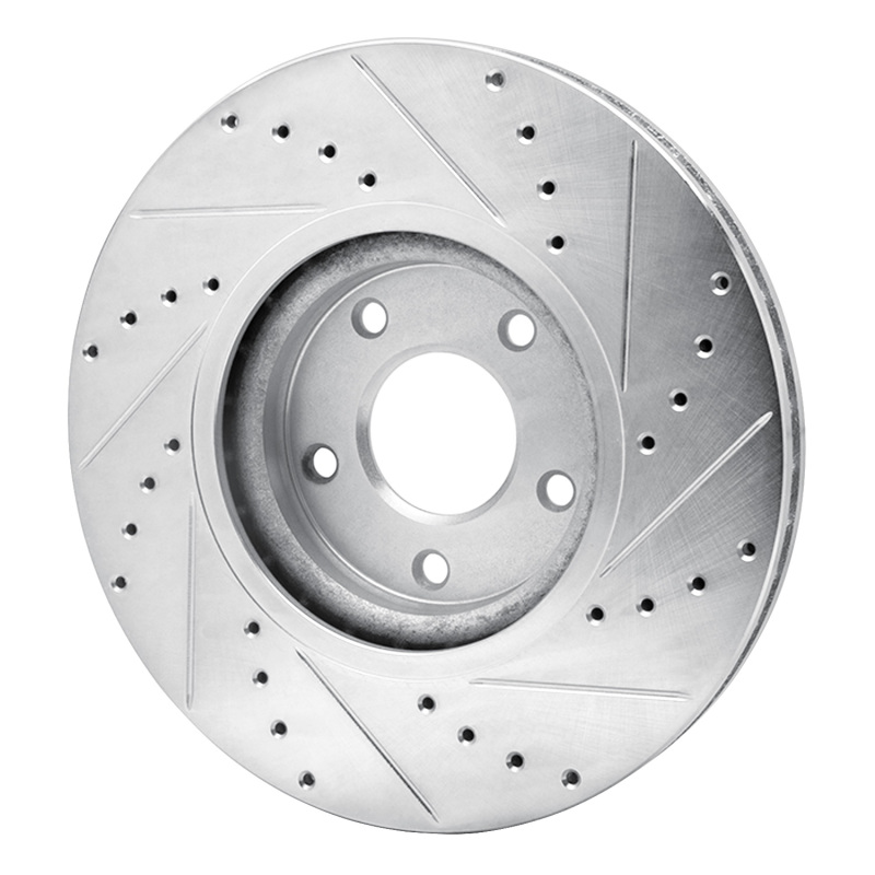 Picture of RNC Brake Rotor - Drill & Slot - R1 07-17 Nissan Juke Front Left Drilled & Slotted Silver Brake Rotor rnc631-67059L
