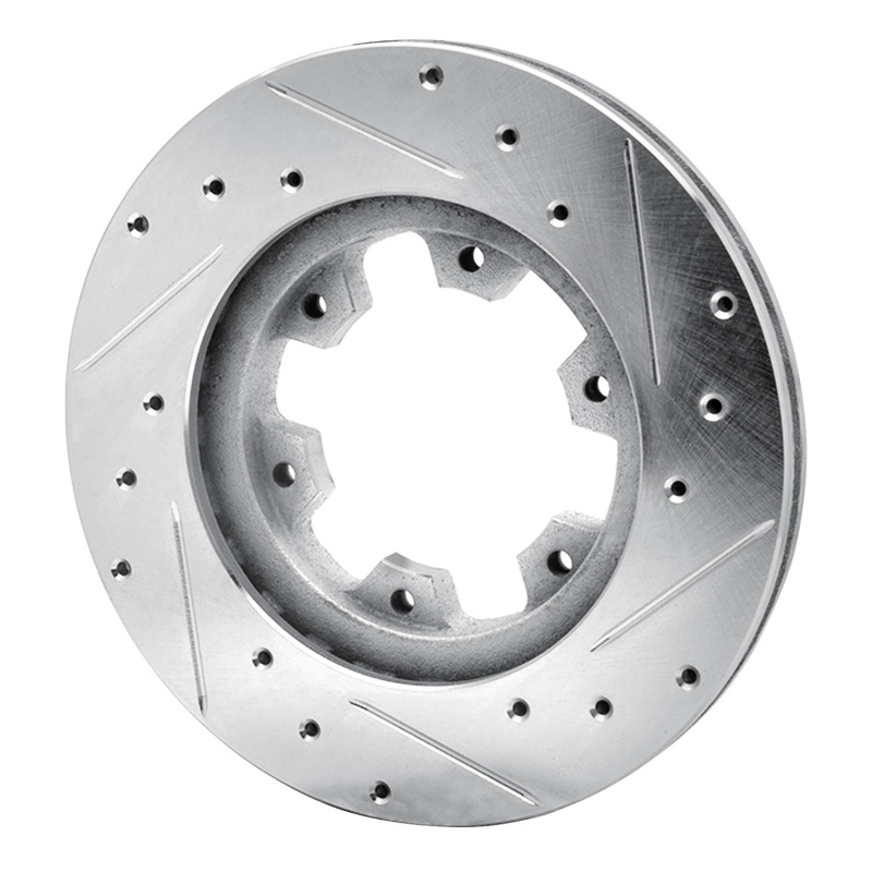 Picture of RNC Brake Rotor - Drill & Slot - R1 83-85 Nissan 720 DATSUN Front Left Drilled & Slotted Silver Brake Rotor rnc631-67078L