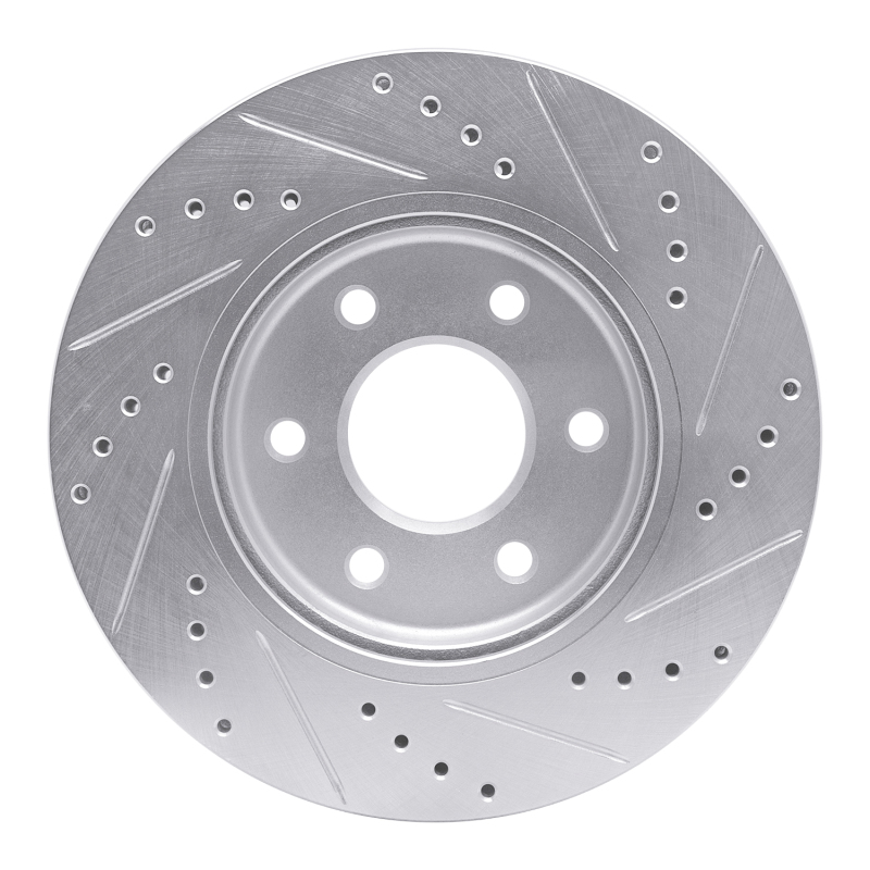 Picture of RNC Brake Rotor - Drill & Slot - R1 05-21 Nissan Frontier Front Left Drilled & Slotted Silver Brake Rotor rnc631-67095L