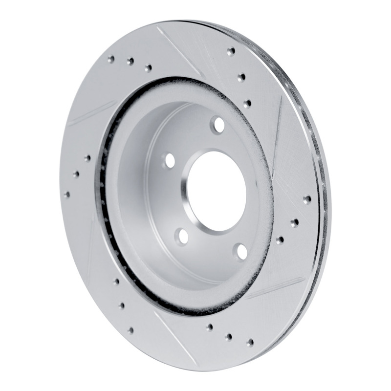 Picture of RNC Brake Rotor - Drill & Slot - R1 17-25 Nissan Rogue Rear Left Drilled & Slotted Silver Brake Rotor rnc631-67111L