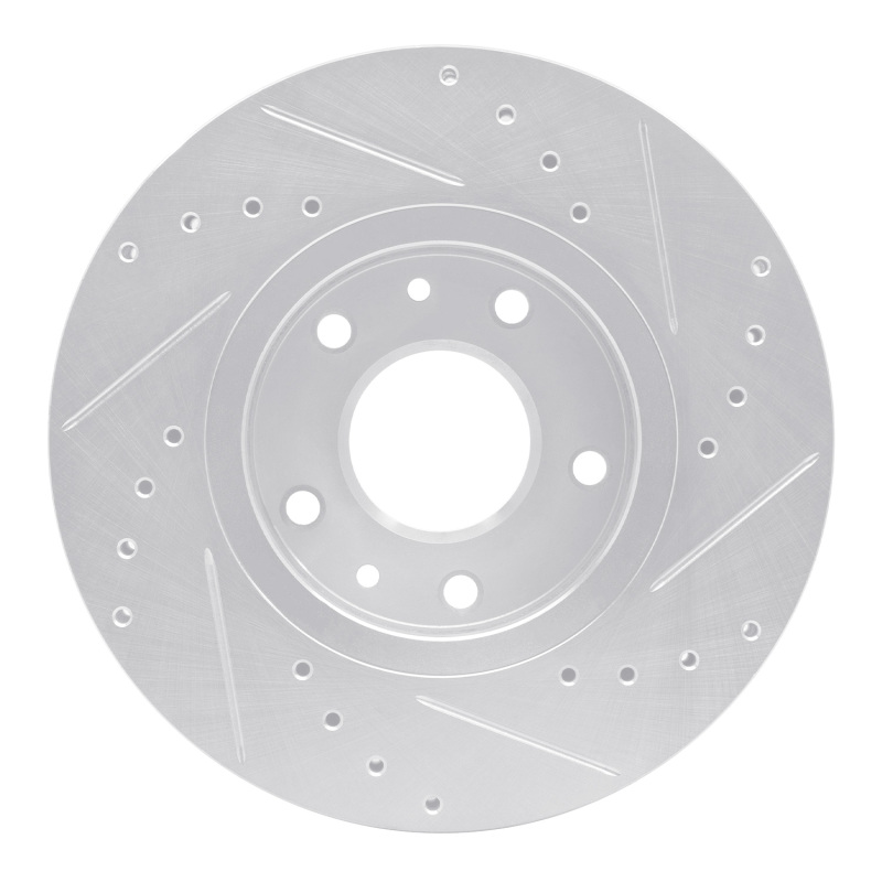 Picture of RNC Brake Rotor - Drill & Slot - R1 20-25 Nissan Kicks Front Left Drilled & Slotted Silver Brake Rotor rnc631-67114L