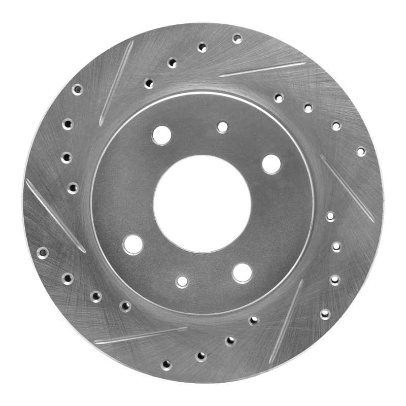Picture of RNC Brake Rotor - Drill & Slot - R1 85-91 Dodge COLT Front Left Drilled & Slotted Silver Brake Rotor rnc631-72006L