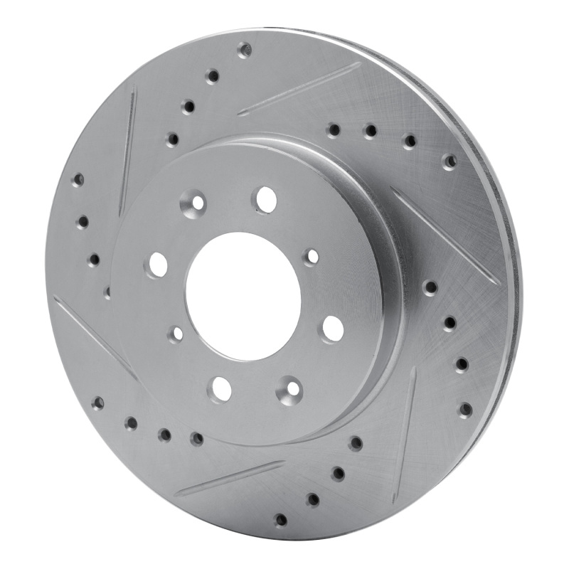 Picture of RNC Brake Rotor - Drill & Slot - R1 85-87 Mitsubishi Galant Front Left Drilled & Slotted Silver Brake Rotor rnc631-72007L