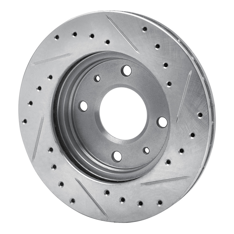 Picture of RNC Brake Rotor - Drill & Slot - R1 85-91 Dodge COLT Front Left Drilled & Slotted Silver Brake Rotor rnc631-72006L