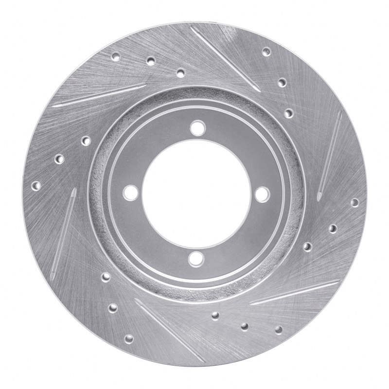Picture of RNC Brake Rotor - Drill & Slot - R1 84-90 Dodge COLT Front Left Drilled & Slotted Silver Brake Rotor rnc631-72009L