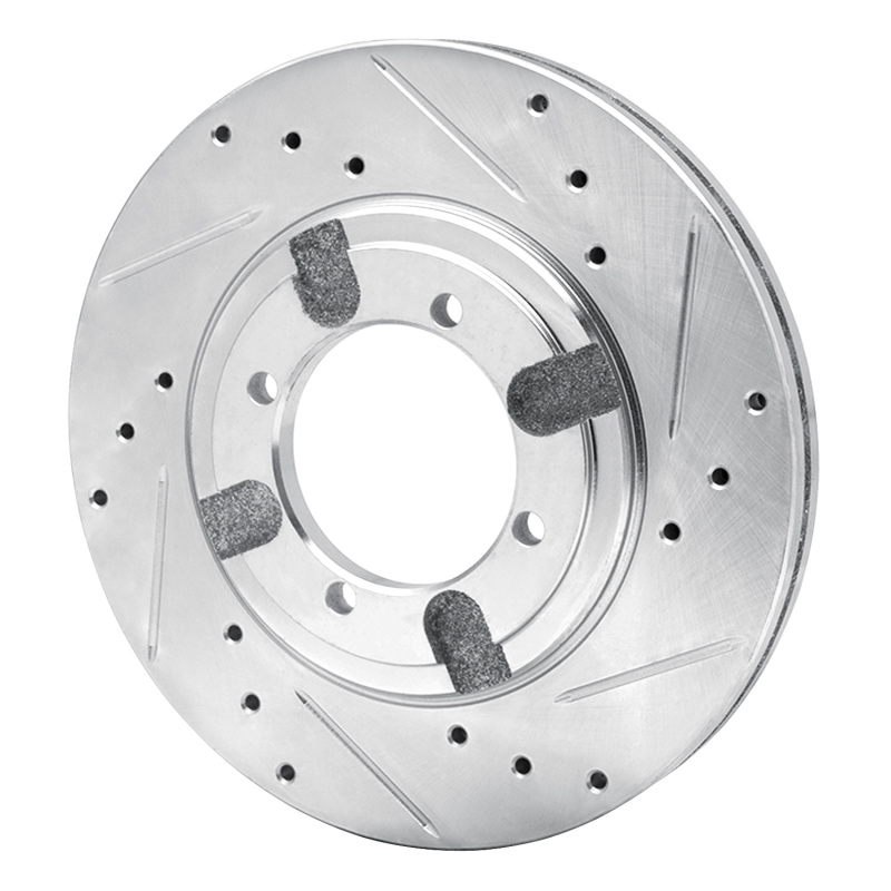 Picture of RNC Brake Rotor - Drill & Slot - R1 84-90 Dodge COLT Front Right Drilled & Slotted Silver Brake Rotor rnc631-72009R