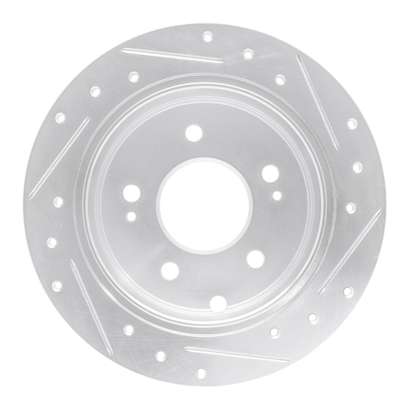 Picture of RNC Brake Rotor - Drill & Slot - R1 04-12 Mitsubishi Eclipse Rear Left Drilled & Slotted Silver Brake Rotor rnc631-72038L