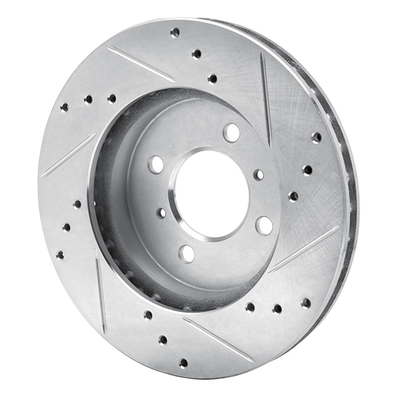 Picture of RNC Brake Rotor - Drill & Slot - R1 98-07 Mitsubishi Lancer Front Left Drilled & Slotted Silver Brake Rotor rnc631-72033L