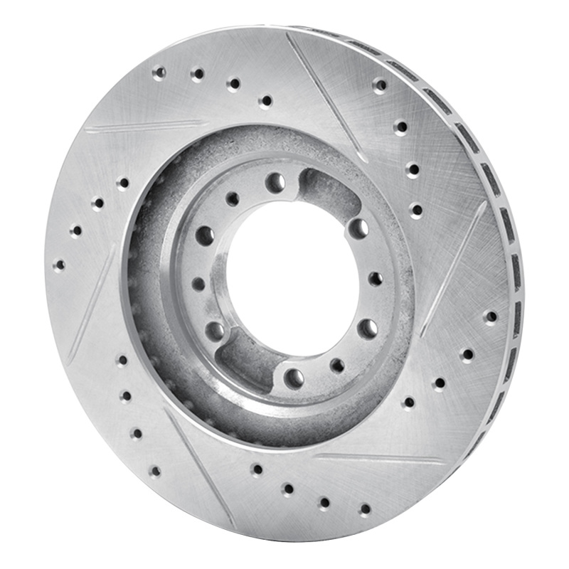 Picture of RNC Brake Rotor - Drill & Slot - R1 90-04 Mitsubishi Montero Front Left Drilled & Slotted Silver Brake Rotor rnc631-72053L