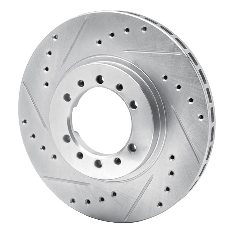 Picture of RNC Brake Rotor - Drill & Slot - R1 90-04 Mitsubishi Montero Front Left Drilled & Slotted Silver Brake Rotor rnc631-72053L