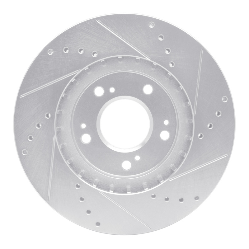 Picture of RNC Brake Rotor - Drill & Slot - R1 04-11 Mitsubishi Grandis (Mexico) Front Left Drilled & Slotted Silver Brake Rotor rnc631-72059L