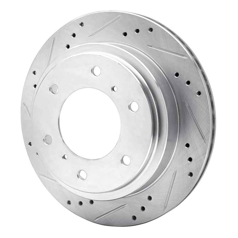 Picture of RNC Brake Rotor - Drill & Slot - R1 00-06 Mitsubishi Montero Rear Left Drilled & Slotted Silver Brake Rotor rnc631-72058L