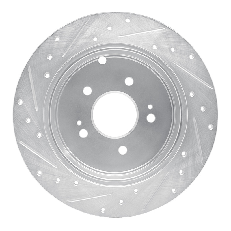 Picture of RNC Brake Rotor - Drill & Slot - R1 04-11 Mitsubishi Grandis (Mexico) Rear Right Drilled & Slotted Silver Brake Rotor rnc631-72060R