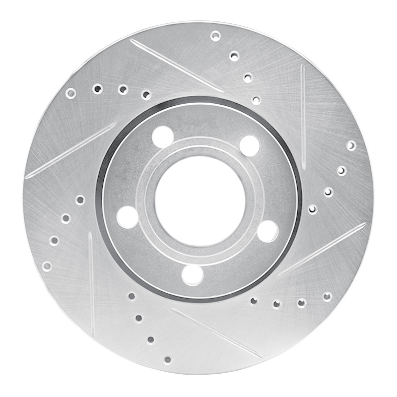 Picture of RNC Brake Rotor - Drill & Slot - R1 85-91 Audi 200 Front Right Drilled & Slotted Silver Brake Rotor rnc631-73008R