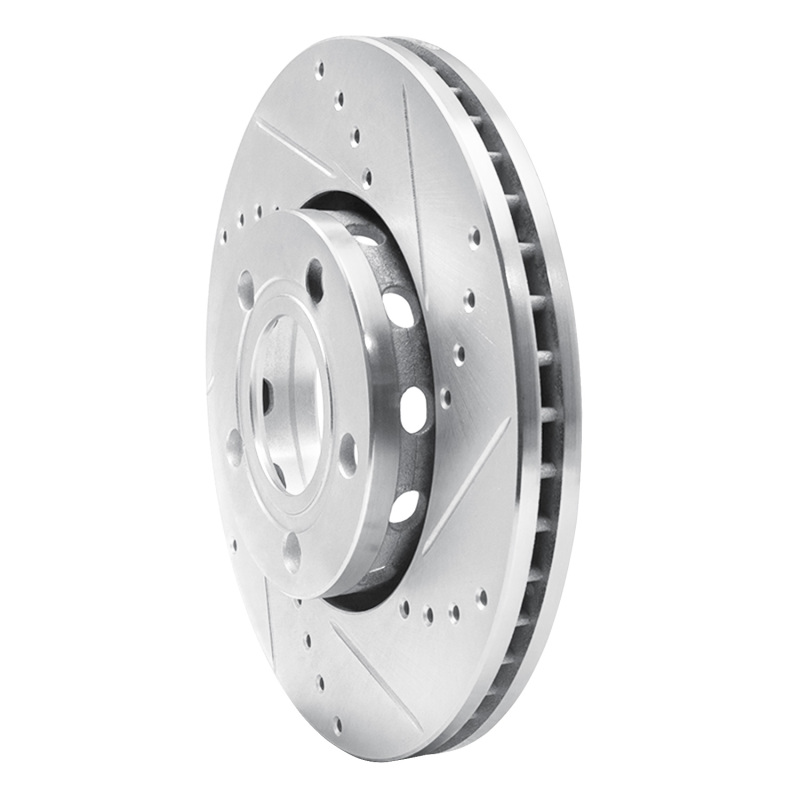 Picture of RNC Brake Rotor - Drill & Slot - R1 85-91 Audi 200 Front Right Drilled & Slotted Silver Brake Rotor rnc631-73008R