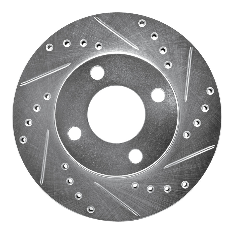Picture of RNC Brake Rotor - Drill & Slot - R1 90-91 Audi 90 Quattro Front Right Drilled & Slotted Silver Brake Rotor rnc631-73016R