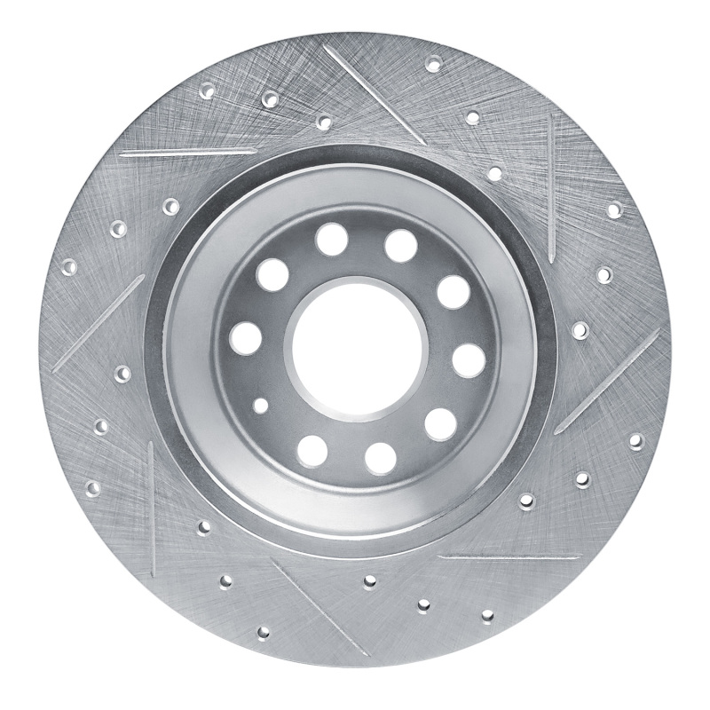 Picture of RNC Brake Rotor - Drill & Slot - R1 16-25 Audi Q3 Rear Left Drilled & Slotted Silver Brake Rotor rnc631-73082L