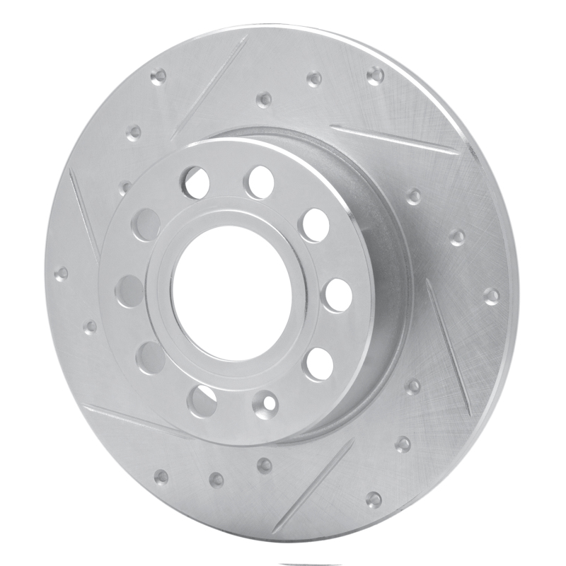 Picture of RNC Brake Rotor - Drill & Slot - R1 05-13 Audi A3 Rear Left Drilled & Slotted Silver Brake Rotor rnc631-74027L