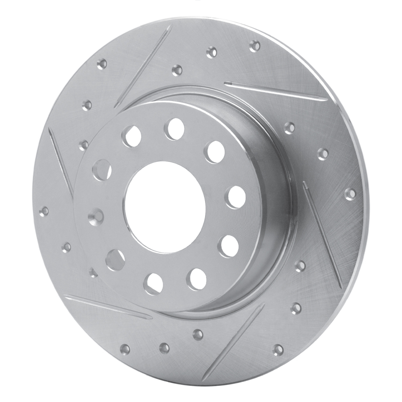 Picture of RNC Brake Rotor - Drill & Slot - R1 05-25 Audi A3 Sportback E-Tron Rear Left Drilled & Slotted Silver Brake Rotor rnc631-74031L