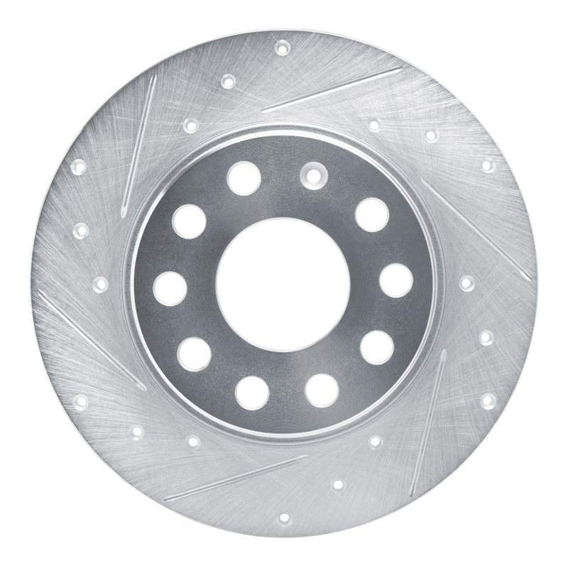Picture of RNC Brake Rotor - Drill & Slot - R1 17-25 Audi Q2 (Mexico) Rear Left Drilled & Slotted Silver Brake Rotor rnc631-74059L