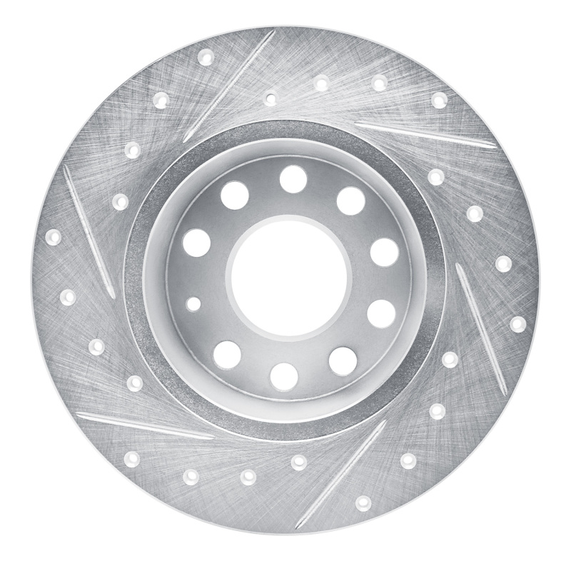 Picture of RNC Brake Rotor - Drill & Slot - R1 17-25 Audi Q2 (Mexico) Rear Right Drilled & Slotted Silver Brake Rotor rnc631-74059R