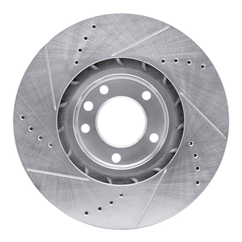 Picture of RNC Brake Rotor - Drill & Slot - R1 11-18 Porsche CAYENNE Left Front Drilled & Slotted Silver Brake Rotor rnc631-74057D