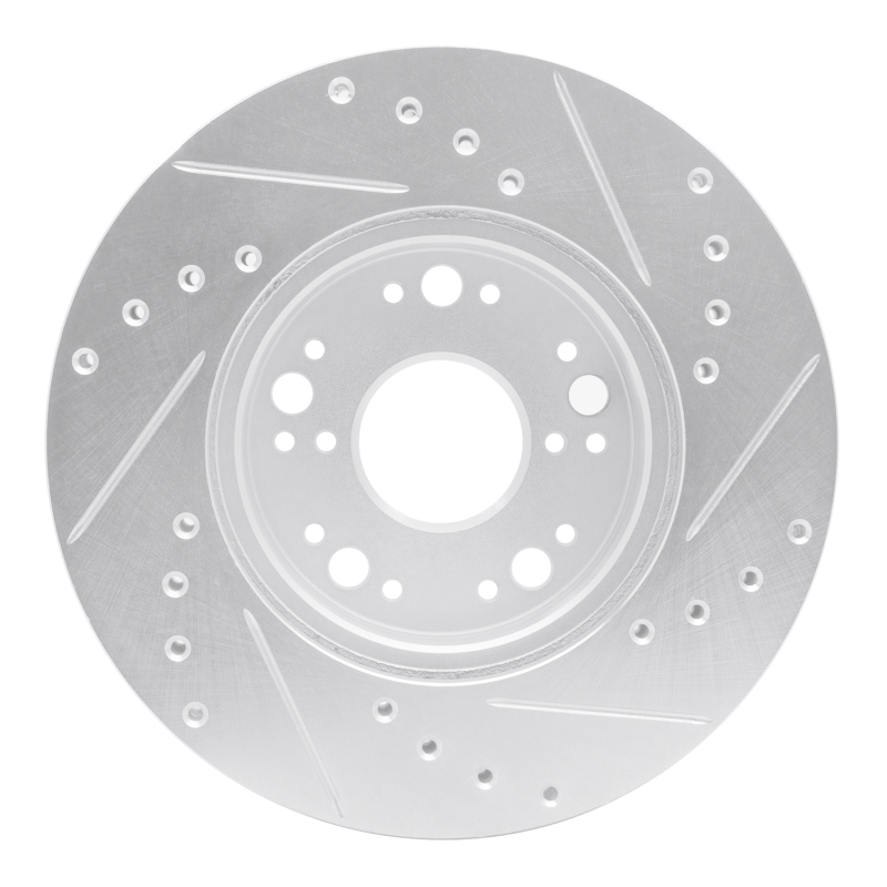 Picture of RNC Brake Rotor - Drill & Slot - R1 91-92 Lexus LS400 Front Left Drilled & Slotted Silver Brake Rotor rnc631-75002L