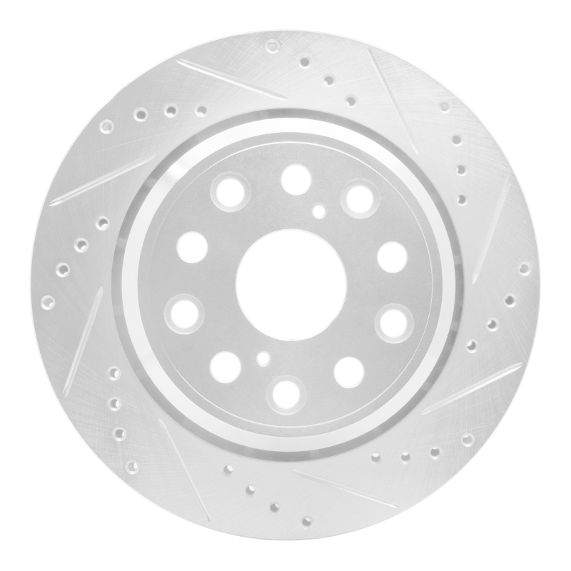 Picture of RNC Brake Rotor - Drill & Slot - R1 07-17 Lexus LS460 Rear Right Drilled & Slotted Silver Brake Rotor rnc631-75018R