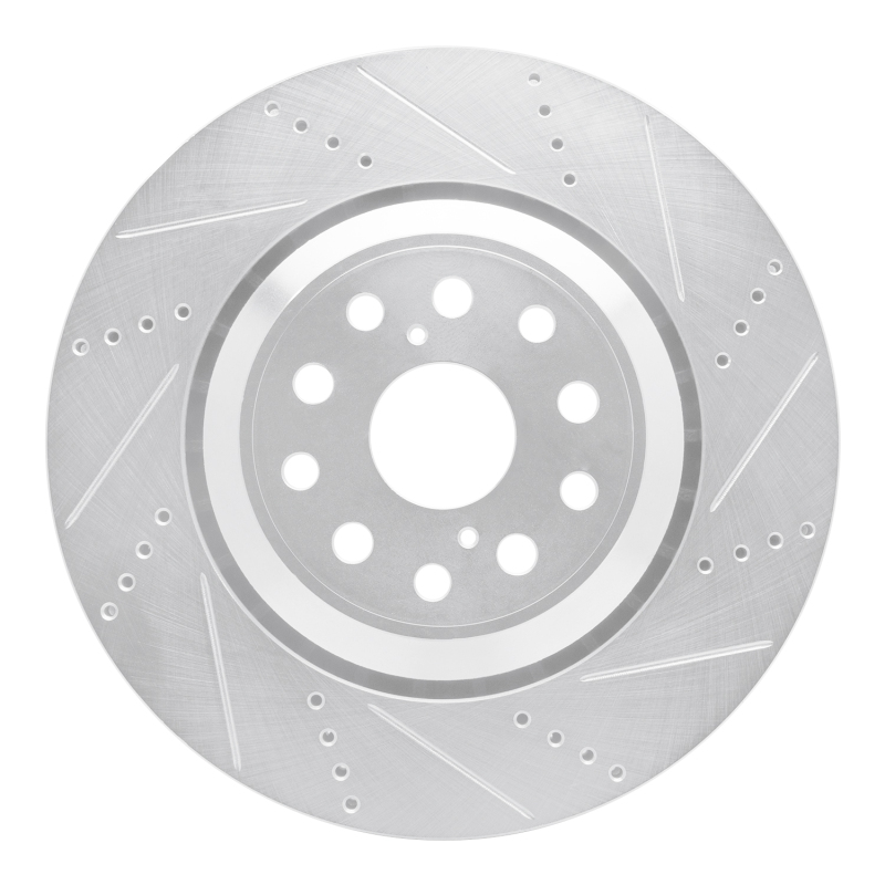 Picture of RNC Brake Rotor - Drill & Slot - R1 07-23 Lexus LS600h Right Front Drilled & Slotted Silver Brake Rotor rnc631-75020D
