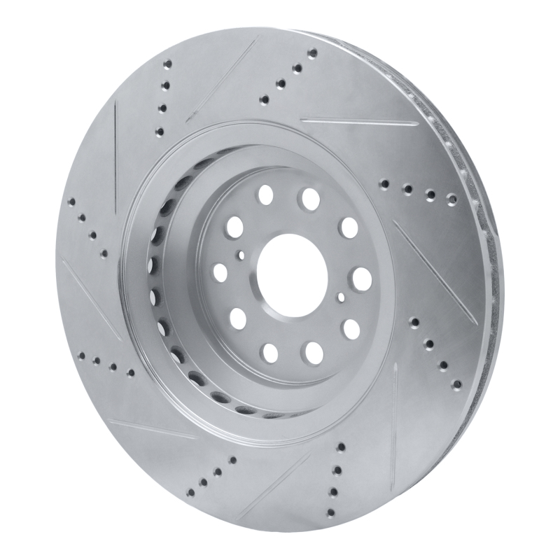 Picture of RNC Brake Rotor - Drill & Slot - R1 07-23 Lexus LS600h Left Front Drilled & Slotted Silver Brake Rotor rnc631-75019D