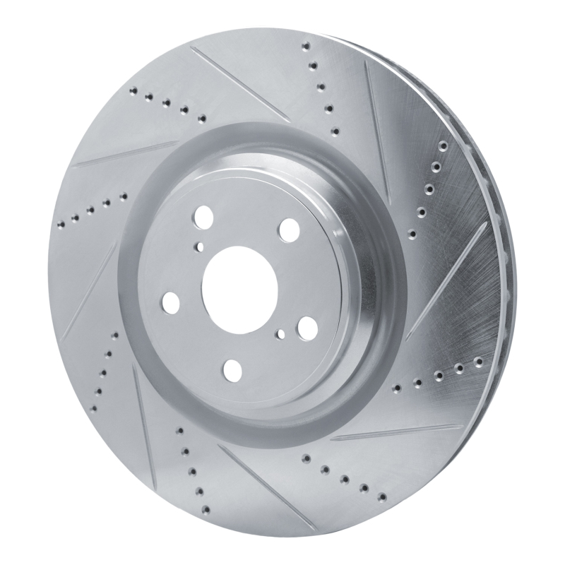 Picture of RNC Brake Rotor - Drill & Slot - R1 10-17 Lexus LS460 Left Front Drilled & Slotted Silver Brake Rotor rnc631-75030D